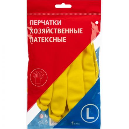 Перчатки резиновые латексные желтые р-р L ЭКОНОМ Перчатки резиновые латексные желтые р-р L ЭКОНОМ