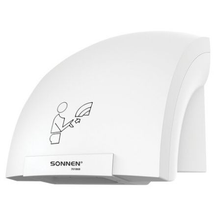 Сушилка для рук SONNEN HSD-A905, 1200 Вт, 30 м/с, IPX1, пластик, белая, 701868