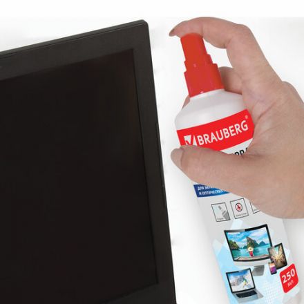Чистящая жидкость-спрей BRAUBERG для LCD (ЖК)-мониторов, оптики и стекол, 250 мл, 510120 Чистящая жидкость-спрей BRAUBERG для LCD (ЖК)-мониторов, оптики и стекол, 250 мл, 510120
