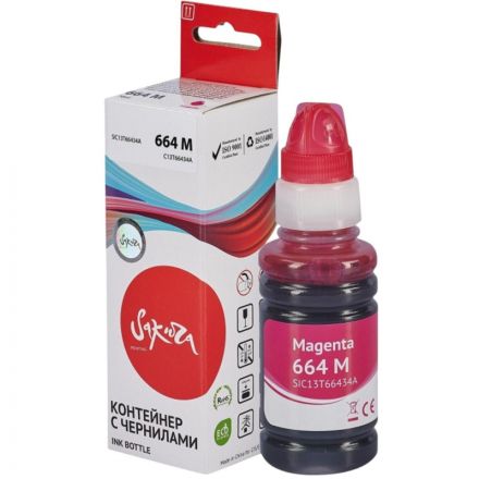 Чернила Sakura C13T66434A (664 M) пур. для Epson L100/200/300 Чернила Sakura C13T66434A (664 M) пур. для Epson L100/200/300
