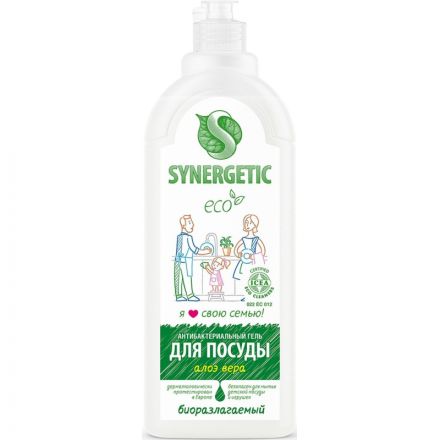 Средство для мытья посуды Synergetic Антибактериальное, Алоэ 1л дозатор
