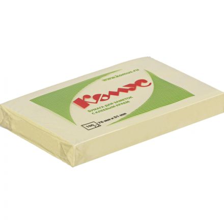 Стикеры КОМУС с клеев.краем 76х51 желтый 100л Стикеры КОМУС с клеев.краем 76х51 желтый 100л