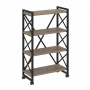 Loft Стеллаж на колесных опорах-4 полки VR.L-MST.K-4.8 Тиквуд тёмный/Чёрный металл 800*400*1334