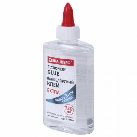 Клей канцелярский EXTRA BRAUBERG, 150 мл, с дозатором, 228406 Клей канцелярский EXTRA BRAUBERG, 150 мл, с дозатором, 228406