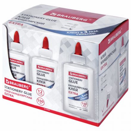 Клей канцелярский EXTRA BRAUBERG, 150 мл, с дозатором, 228406 Клей канцелярский EXTRA BRAUBERG, 150 мл, с дозатором, 228406