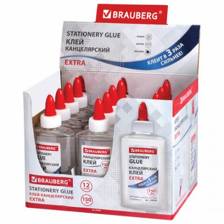Клей канцелярский EXTRA BRAUBERG, 150 мл, с дозатором, 228406 Клей канцелярский EXTRA BRAUBERG, 150 мл, с дозатором, 228406
