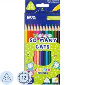 Карандаши цветные So Many Cats деревянные трехгранные, 12 цветов в наборе Карандаши цветные So Many Cats деревянные трехгранные, 12 цветов в наборе