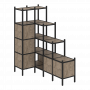 Loft Угловой внутренний стеллаж наборный VR.L-42 Тиквуд тёмный/Чёрный металл 862*1694*1869