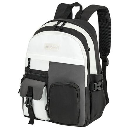 Рюкзак HEIKKI BLOCKS (ХЕЙКИ) универсальный, 2 отделения, черный/серый/белый, 44х32х17 см, 272563 Рюкзак HEIKKI BLOCKS (ХЕЙКИ) универсальный, 2 отделения, черный/серый/белый, 44х32х17 см, 272563