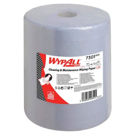 Бумага протирочная KIMBERLY-CLARK Wypall L20, 500 листов в рулоне, 33х38 см, 2-слойная, голубая, 7301