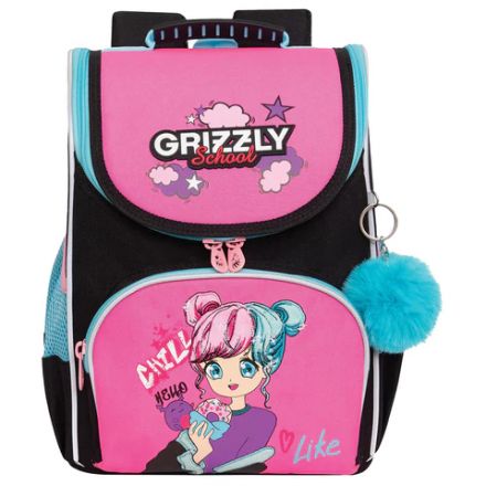 Ранец GRIZZLY анатомическая спинка, с мешком для обуви, для девочек, LIKE, 33х25х13 см, RAm-484-6/1 Ранец GRIZZLY анатомическая спинка, с мешком для обуви, для девочек, LIKE, 33х25х13 см, RAm-484-6/1