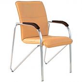 Конференц-стул Samba silver бежевый (искусственная кожа/орех/металл серебристый)
