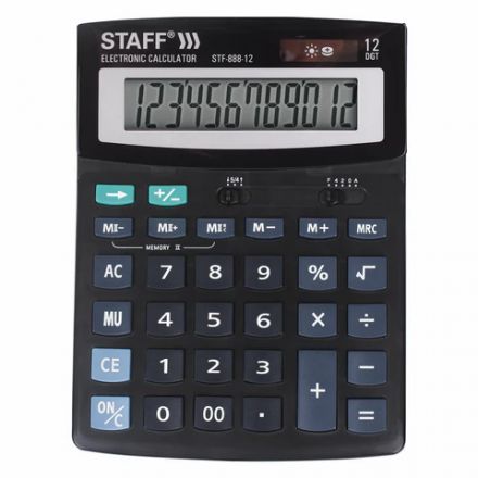 Калькулятор настольный STAFF STF-888-12 (200х150 мм), 12 разрядов, двойное питание, 250149 Калькулятор настольный STAFF STF-888-12 (200х150 мм), 12 разрядов, двойное питание, 250149