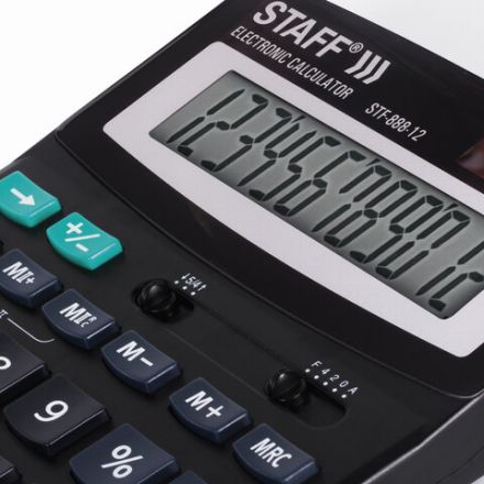 Калькулятор настольный STAFF STF-888-12 (200х150 мм), 12 разрядов, двойное питание, 250149 Калькулятор настольный STAFF STF-888-12 (200х150 мм), 12 разрядов, двойное питание, 250149