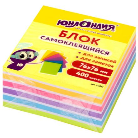 Блок самоклеящийся (стикеры) ЮНЛАНДИЯ НЕОНОВЫЙ 76х76 мм, 400 листов, 7 цветов, 111351 Блок самоклеящийся (стикеры) ЮНЛАНДИЯ НЕОНОВЫЙ 76х76 мм, 400 листов, 7 цветов, 111351