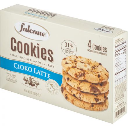 Печенье Falcone Cookies сахарное с молочным шоколадом, 200г Печенье Falcone Cookies сахарное с молочным шоколадом, 200г