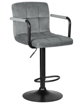 Стул барный DOBRIN KRUGER ARM BLACK, серый велюр (MJ9-75) Стул барный DOBRIN KRUGER ARM BLACK, серый велюр (MJ9-75)