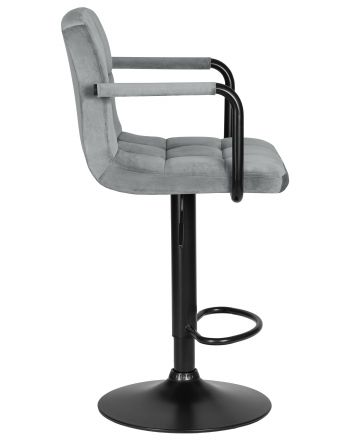 Стул барный DOBRIN KRUGER ARM BLACK, серый велюр (MJ9-75) Стул барный DOBRIN KRUGER ARM BLACK, серый велюр (MJ9-75)