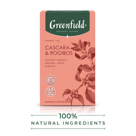 Чай GREENFIELD Natural Tisane "Cascara & Rooibos" травяной, 20 пирамидок по 1,8 г, 1756-08 Чай GREENFIELD Natural Tisane "Cascara & Rooibos" травяной, 20 пирамидок по 1,8 г, 1756-08