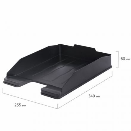 Лоток горизонтальный для бумаг BRAUBERG ECONOMY, 340х255х60 мм, черный, 238106 Лоток горизонтальный для бумаг BRAUBERG ECONOMY, 340х255х60 мм, черный, 238106