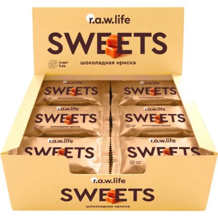 Конфеты R.A.W.life sweets Шоколадная ириска шоколад-фрукт NEW, 17гx18шт/уп Конфеты R.A.W.life sweets Шоколадная ириска шоколад-фрукт NEW, 17гx18шт/уп