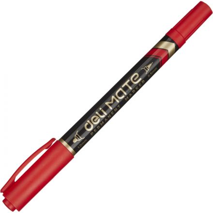 Маркер перманентный Deli EU10440 Mate двойной пиш. наконеч 0.5-1мм красный Маркер перманентный Deli EU10440 Mate двойной пиш. наконеч 0.5-1мм красный