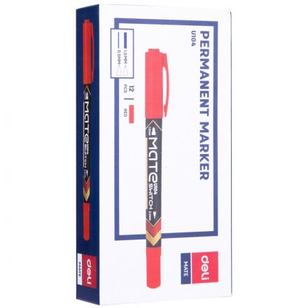 Маркер перманентный Deli EU10440 Mate двойной пиш. наконеч 0.5-1мм красный Маркер перманентный Deli EU10440 Mate двойной пиш. наконеч 0.5-1мм красный