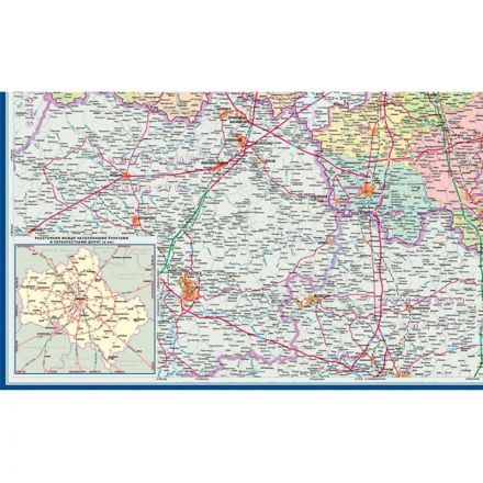 Настенная карта Мос. и Мос.Обл. администрат 1:270 тыс. 1,58х1,17м. КН104