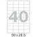Этикетки самоклеящиеся Promega label (Комус) 50х28,5 мм 40 штук на листе белые (25 листов в упаковке)