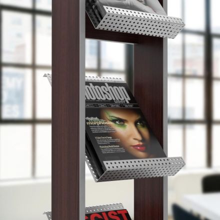 Стойка напольная Комус Альманах ДСП-венге, 4 кармана А4, фриз 25x15 см Стойка напольная Комус Альманах ДСП-венге, 4 кармана А4, фриз 25x15 см