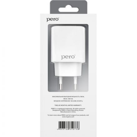 Зарядное устройство сетевое PERO TC03 PD 18W белый Зарядное устройство сетевое PERO TC03 PD 18W белый