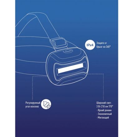 Фонарь налобный КОСМОС, 3 Вт COB, 3 режима, питание 3хAАA (в комплект не входят), KOC-H3WCOBLED Фонарь налобный КОСМОС, 3 Вт COB, 3 режима, питание 3хAАA (в комплект не входят), KOC-H3WCOBLED