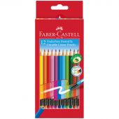 Карандаши цветные стираемые Faber-Castell, 12цв., заточен., картон, европодвес Карандаши цветные стираемые Faber-Castell, 12цв., заточен., картон, европодвес