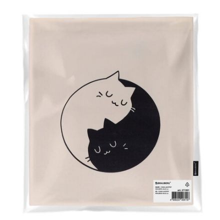 Сумка шоппер BRAUBERG PREMIUM, канвас, 40х35 см, на кнопке, карман, бежевый, "Yin-yang", 271901 Сумка шоппер BRAUBERG PREMIUM, канвас, 40х35 см, на кнопке, карман, бежевый, "Yin-yang", 271901