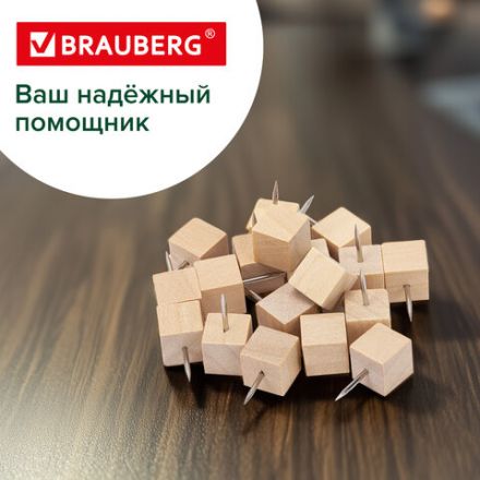 Силовые кнопки-гвоздики BRAUBERG WOOD, деревянные (кубики), 50 штук, 10 мм, 272762 Силовые кнопки-гвоздики BRAUBERG WOOD, деревянные (кубики), 50 штук, 10 мм, 272762