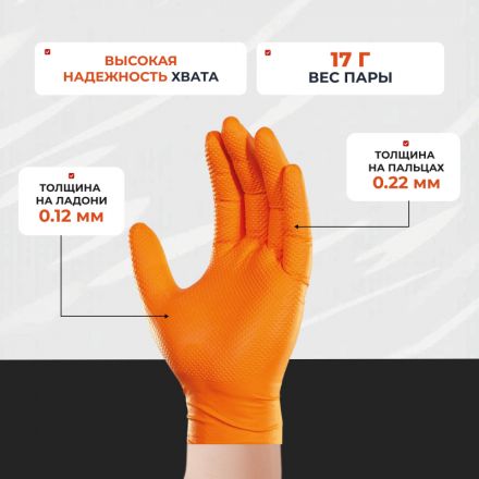 Перчатки одноразовые нитрил Steel Grip цв.оранжевый (50 пар/уп)р.XXL,ПС Перчатки одноразовые нитрил Steel Grip цв.оранжевый (50 пар/уп)р.XXL,ПС