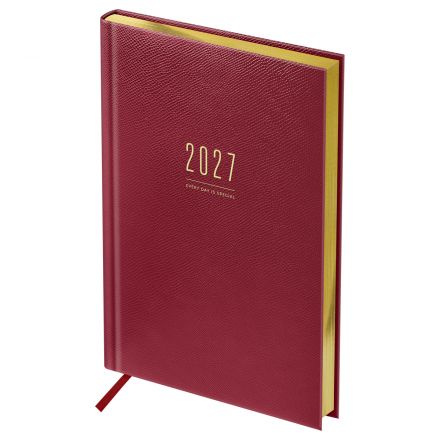 Ежедневник датированный 2027г., А4, 176л., твердый переплет, кожзам, BG "Dallas. Dark red", тёмно-красный, фольгированный срез