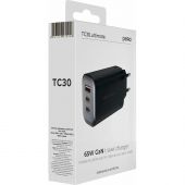 Зарядное устройство сет. PERO TC30 ULTIMATE GAN USB-A+USB-C+USB-C 65W черн