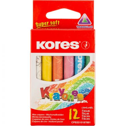 Мелки восковые Kores Krayones трехгранные 12 цветов