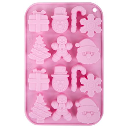 Форма для выпечки новогодняя 21х13 см "Xmas Sweets", силикон, 14 ячеек, рецепт, ЗОЛОТАЯ СКАЗКА, 592471