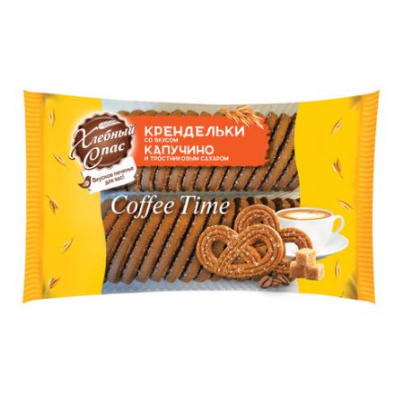 Печенье-крендельки ХЛЕБНЫЙ СПАС "Coffee Time" сдобное, со вкусом капучино, 320 г, пакет, 00-2226520 Печенье-крендельки ХЛЕБНЫЙ СПАС "Coffee Time" сдобное, со вкусом капучино, 320 г, пакет, 00-2226520