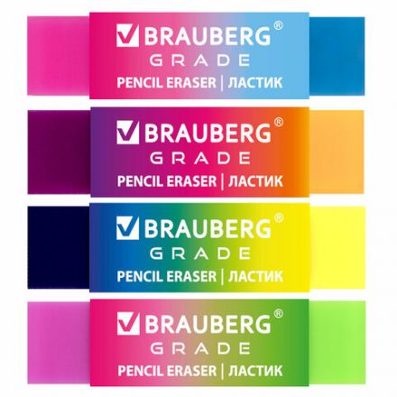 Ластик полупрозрачный BRAUBERG "Grade", 60x15x10 мм, картонный держатель, цвет ассорти, 271997 Ластик полупрозрачный BRAUBERG "Grade", 60x15x10 мм, картонный держатель, цвет ассорти, 271997