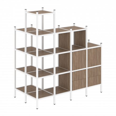 Loft Угловой внешний стеллаж наборный VR.L-58 Дуб аризона/Белый металл 862*1694*1869