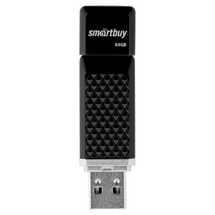 Флеш-диск 64 GB SMARTBUY Quartz USB 2.0, черный, SB64GBQZ-K