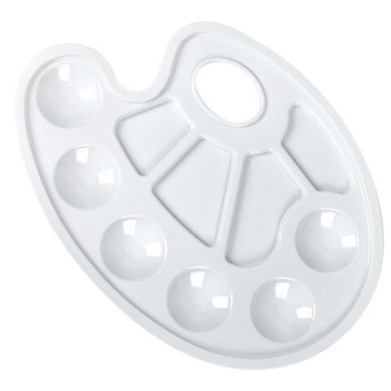 Палитра для рисования ЮНЛАНДИЯ белая, овальная, 6 ячеек для красок и 4 для смешивания, европодвес, 227806 Палитра для рисования ЮНЛАНДИЯ белая, овальная, 6 ячеек для красок и 4 для смешивания, европодвес, 227806