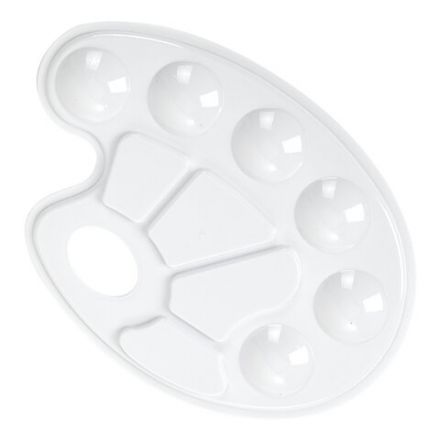 Палитра для рисования ЮНЛАНДИЯ белая, овальная, 6 ячеек для красок и 4 для смешивания, европодвес, 227806 Палитра для рисования ЮНЛАНДИЯ белая, овальная, 6 ячеек для красок и 4 для смешивания, европодвес, 227806