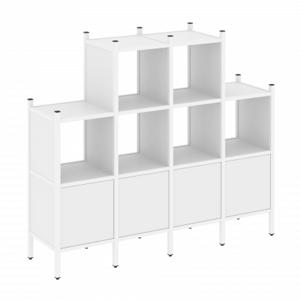 Loft Прямой стеллаж наборный VR.L-16 Белый бриллиант/Белый металл 1694*446*1458 Loft Прямой стеллаж наборный VR.L-16 Белый бриллиант/Белый металл 1694*446*1458