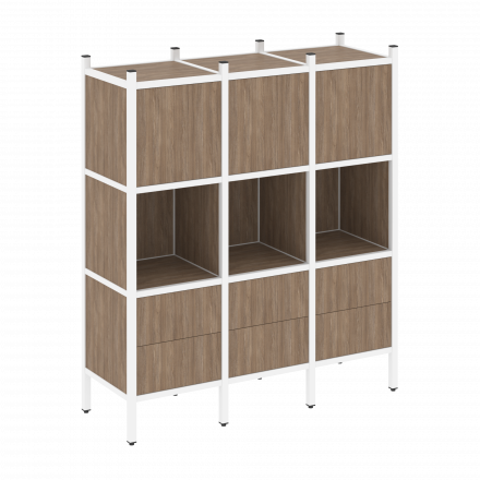 Loft Прямой стеллаж наборный VR.L-08 Дуб аризона/Белый металл 1278*446*1458