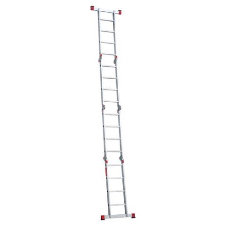 Лестница-трансформер алюминиевая 4х4 ступени, высота 4,5 м (4 секции по 1,2 м) до 150 кг, вес 16,5 кг, НОВАЯ ВЫСОТА, 3320404 Лестница-трансформер алюминиевая 4х4 ступени, высота 4,5 м (4 секции по 1,2 м) до 150 кг, вес 16,5 кг, НОВАЯ ВЫСОТА, 3320404