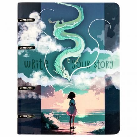 Тетрадь на кольцах А5 160х212 мм, 120 листов, картон, выборочный лак, клетка, BRAUBERG, "Anime", 404733 Тетрадь на кольцах А5 160х212 мм, 120 листов, картон, выборочный лак, клетка, BRAUBERG, "Anime", 404733